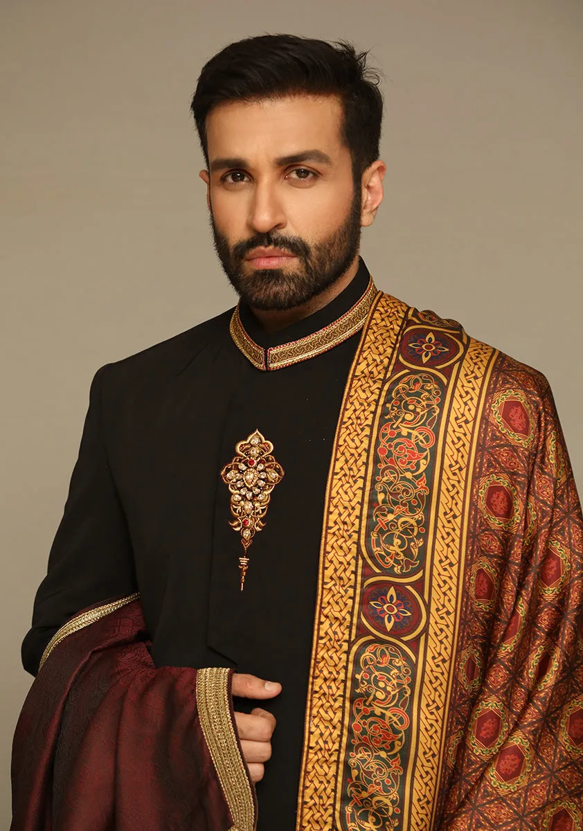 Premium Georgette Black Sherwani