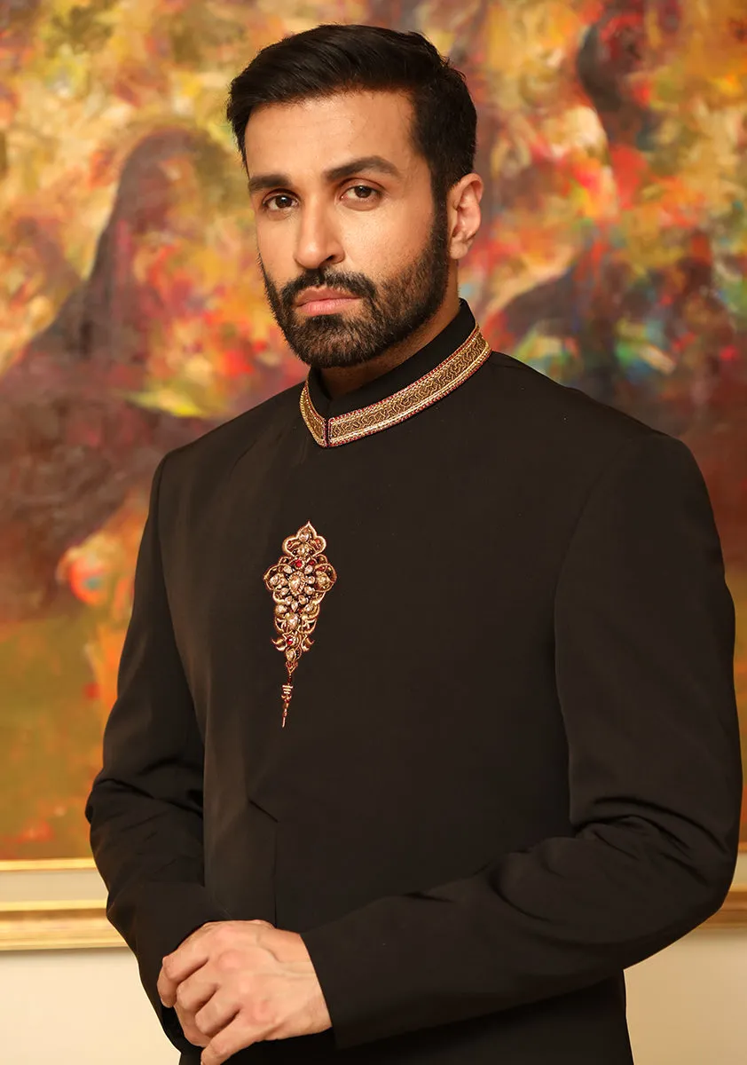 Premium Georgette Black Sherwani