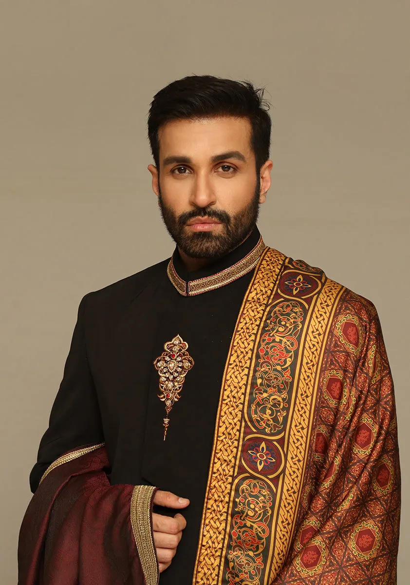 Premium Georgette Black Sherwani