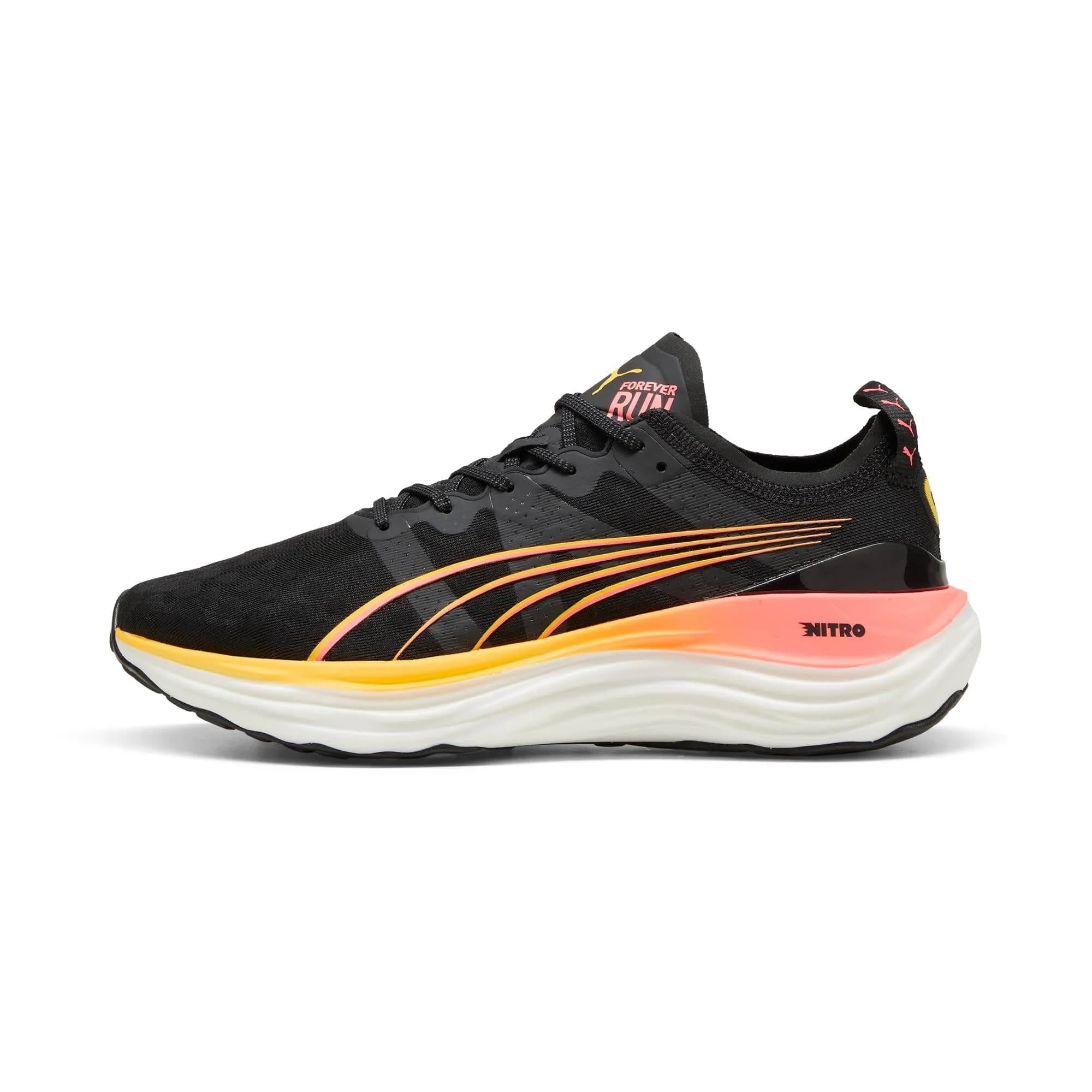 Puma Men's ForeverRun NITRO Running Shoes in Black-Sun Stream-Sunset Glow AW24