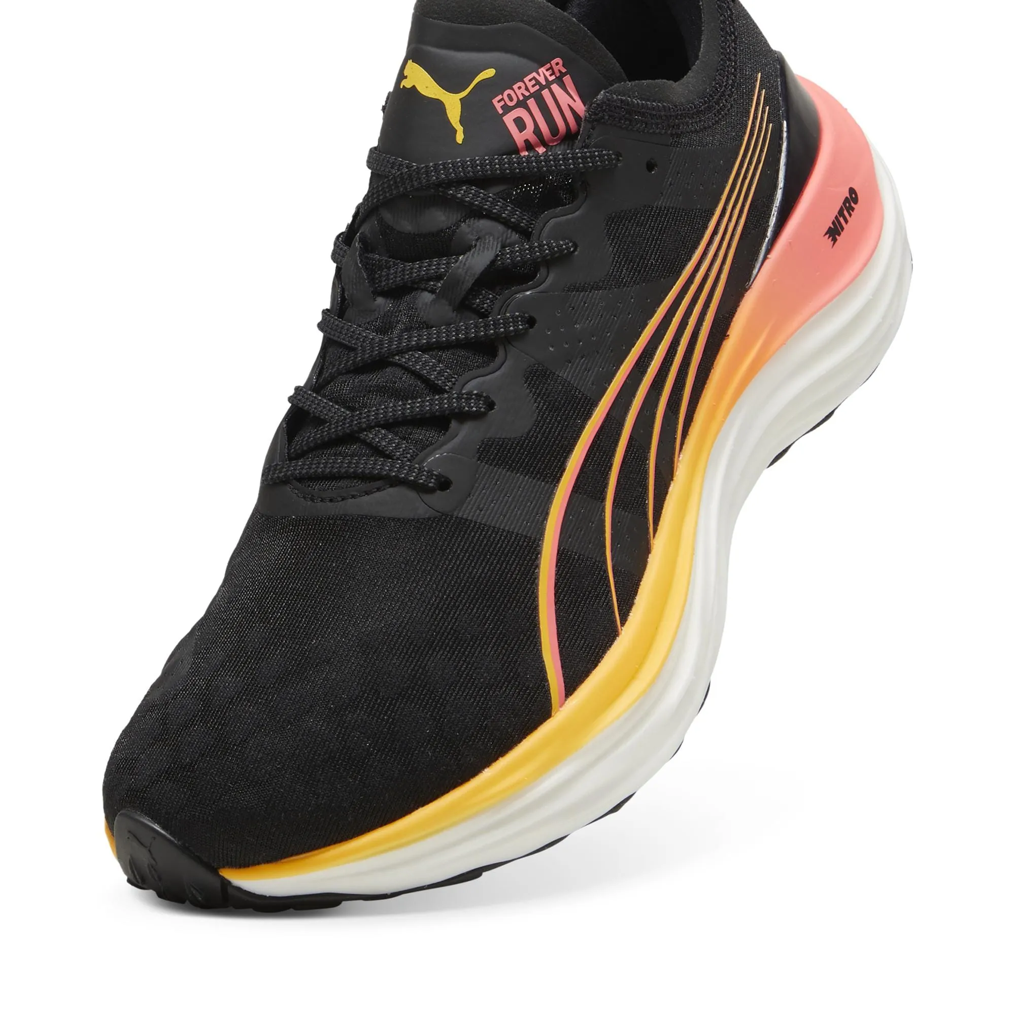 Puma Men's ForeverRun NITRO Running Shoes in Black-Sun Stream-Sunset Glow AW24