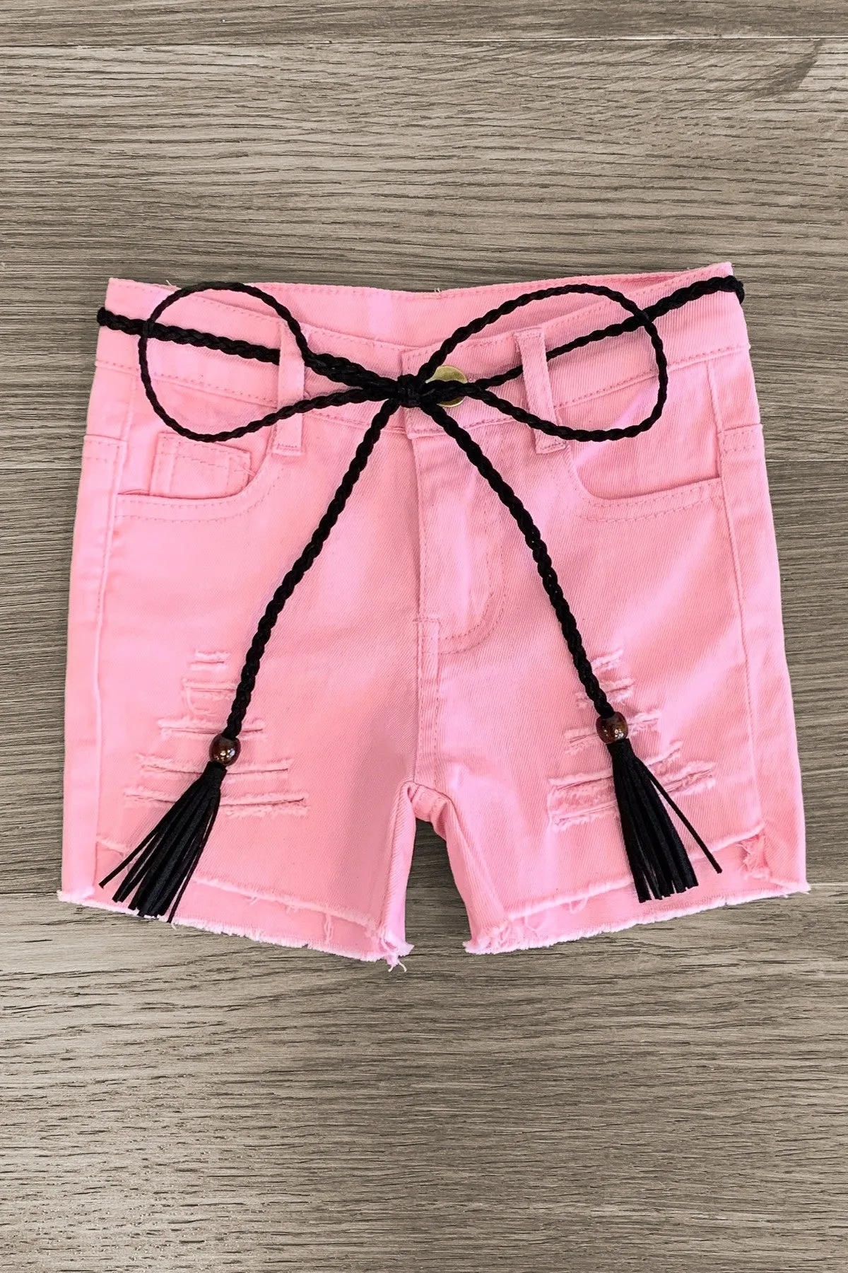 "ABCD" Pink Denim Short Set