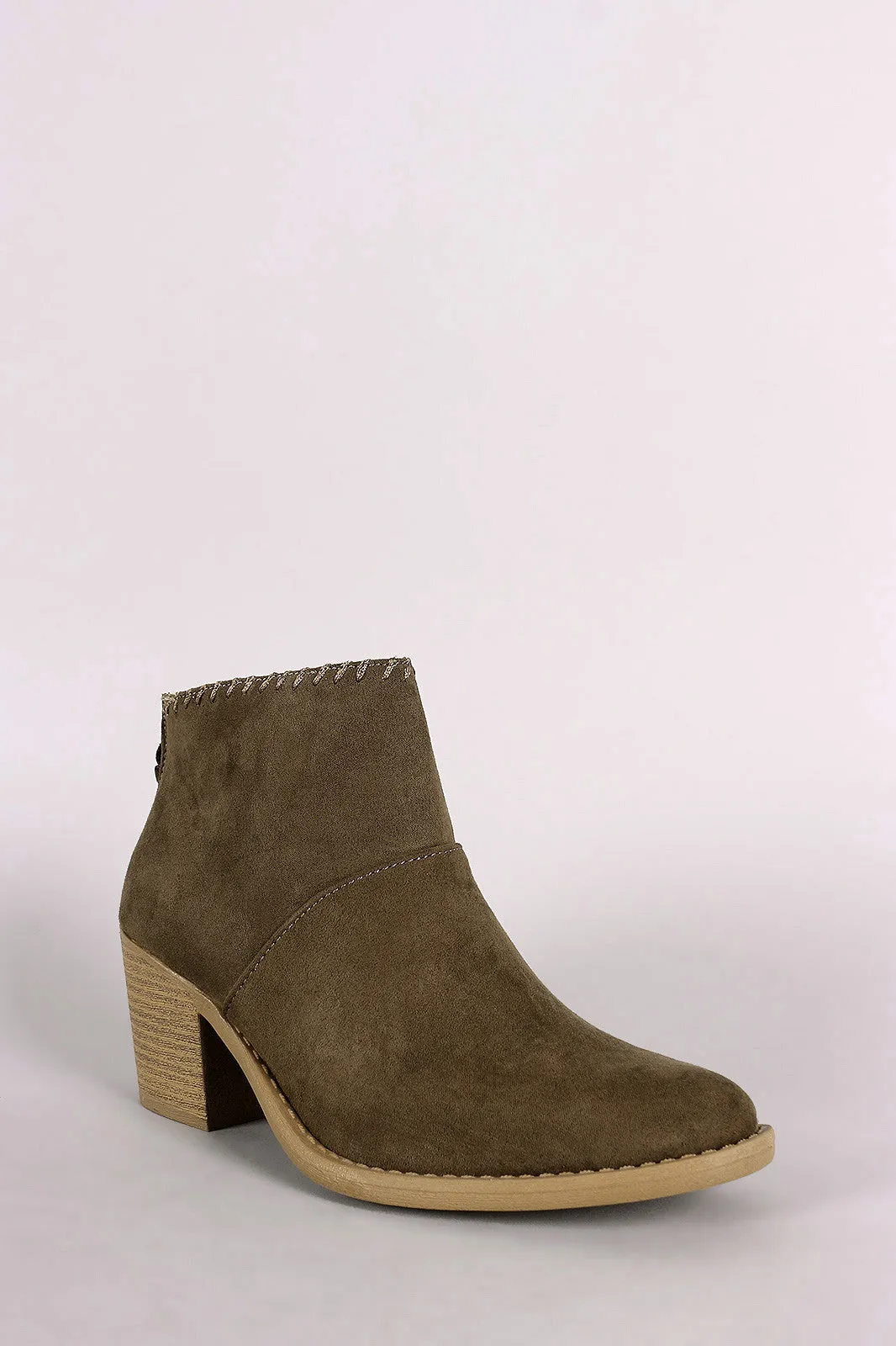 Qupid Suede Almond Toe Tassel Booties