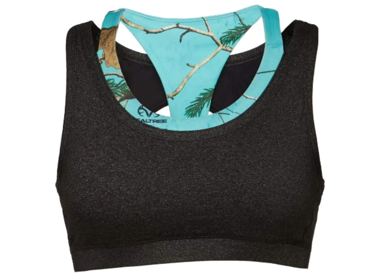 Realtree Camouflage Colosseum WOMEN Charcoal Teal Support Workout Sports Bra