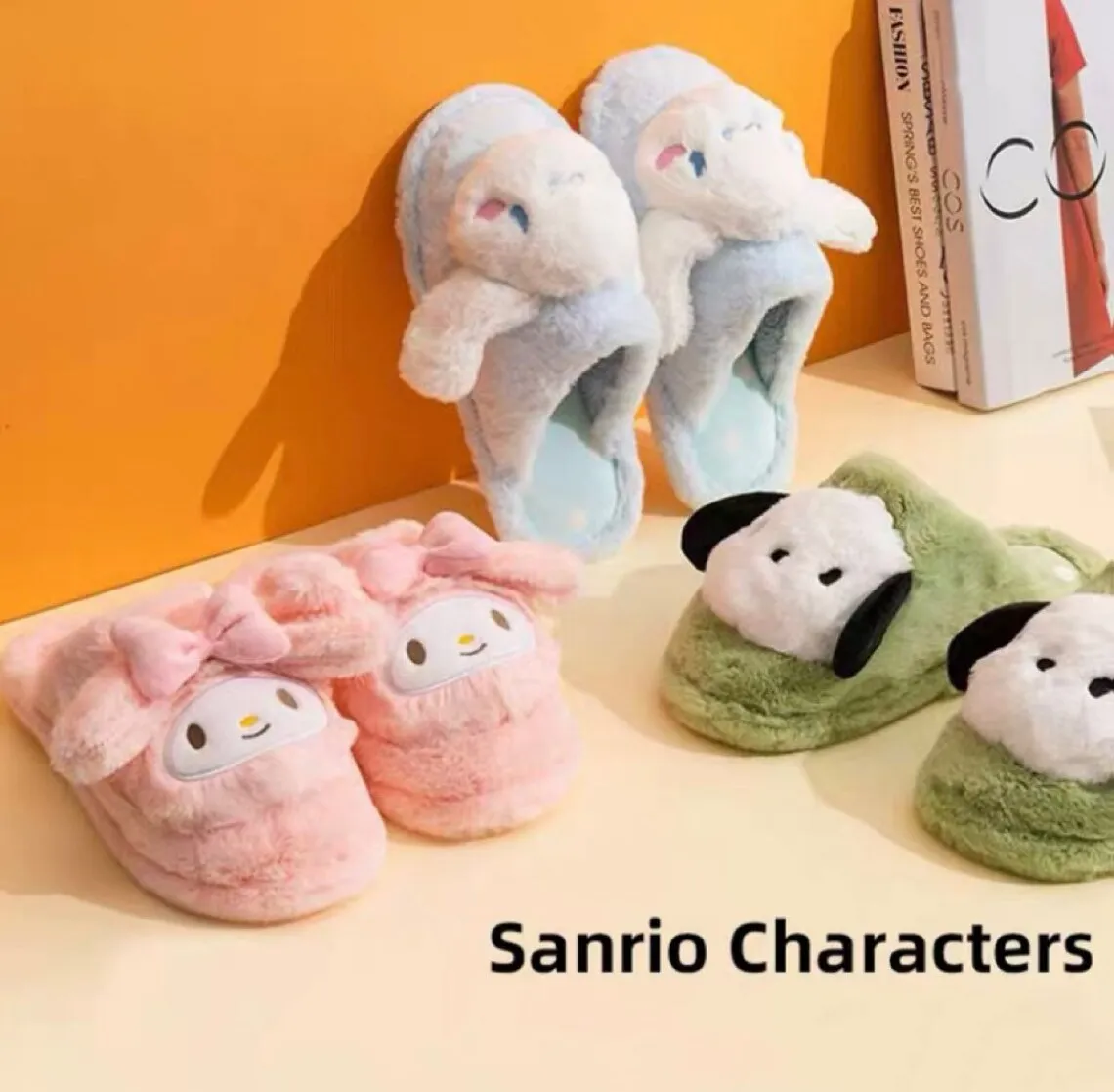 Sanrio My Melody Pink Fluffy Big Head Fur Winter Slippers