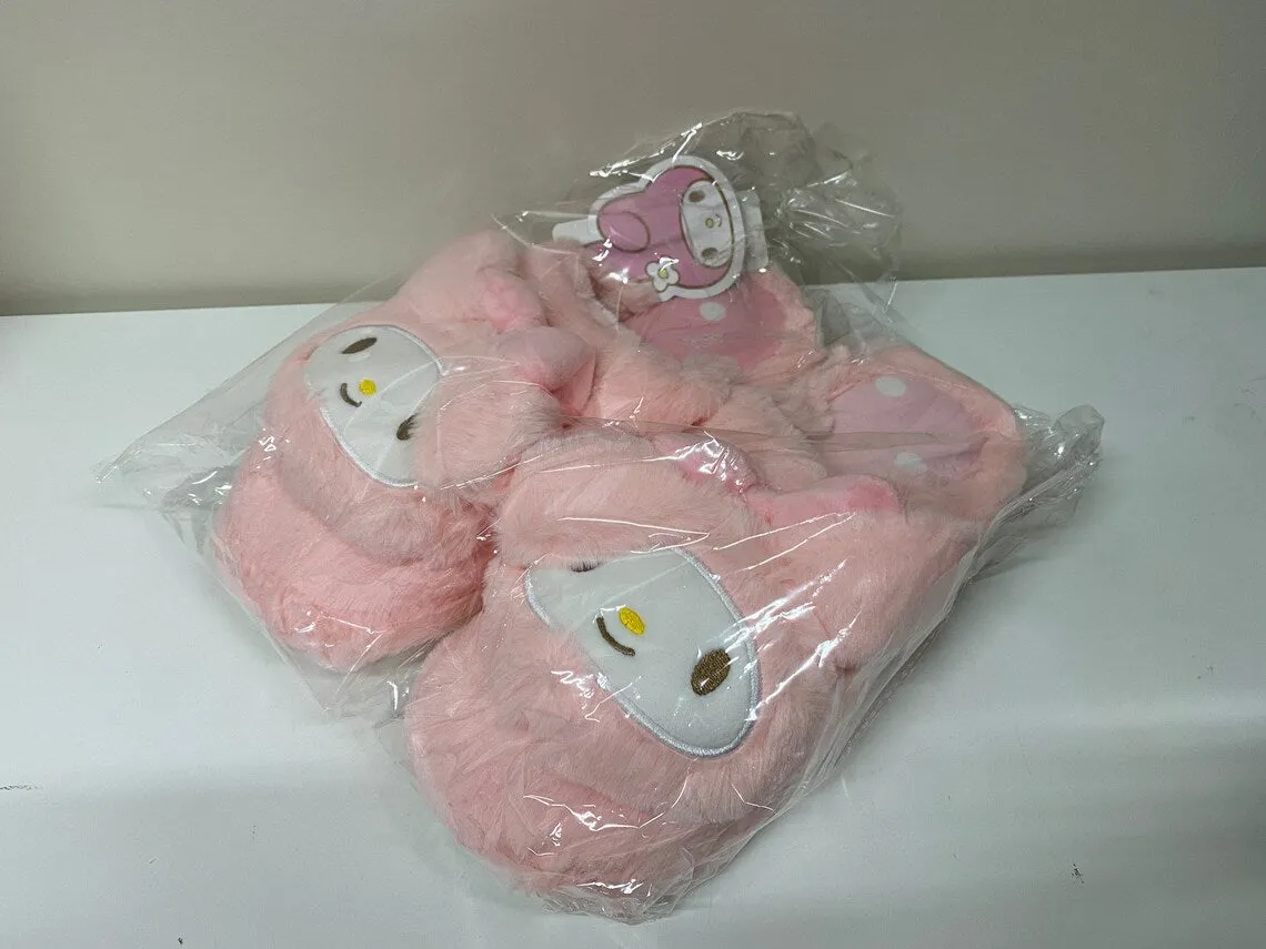 Sanrio My Melody Pink Fluffy Big Head Fur Winter Slippers