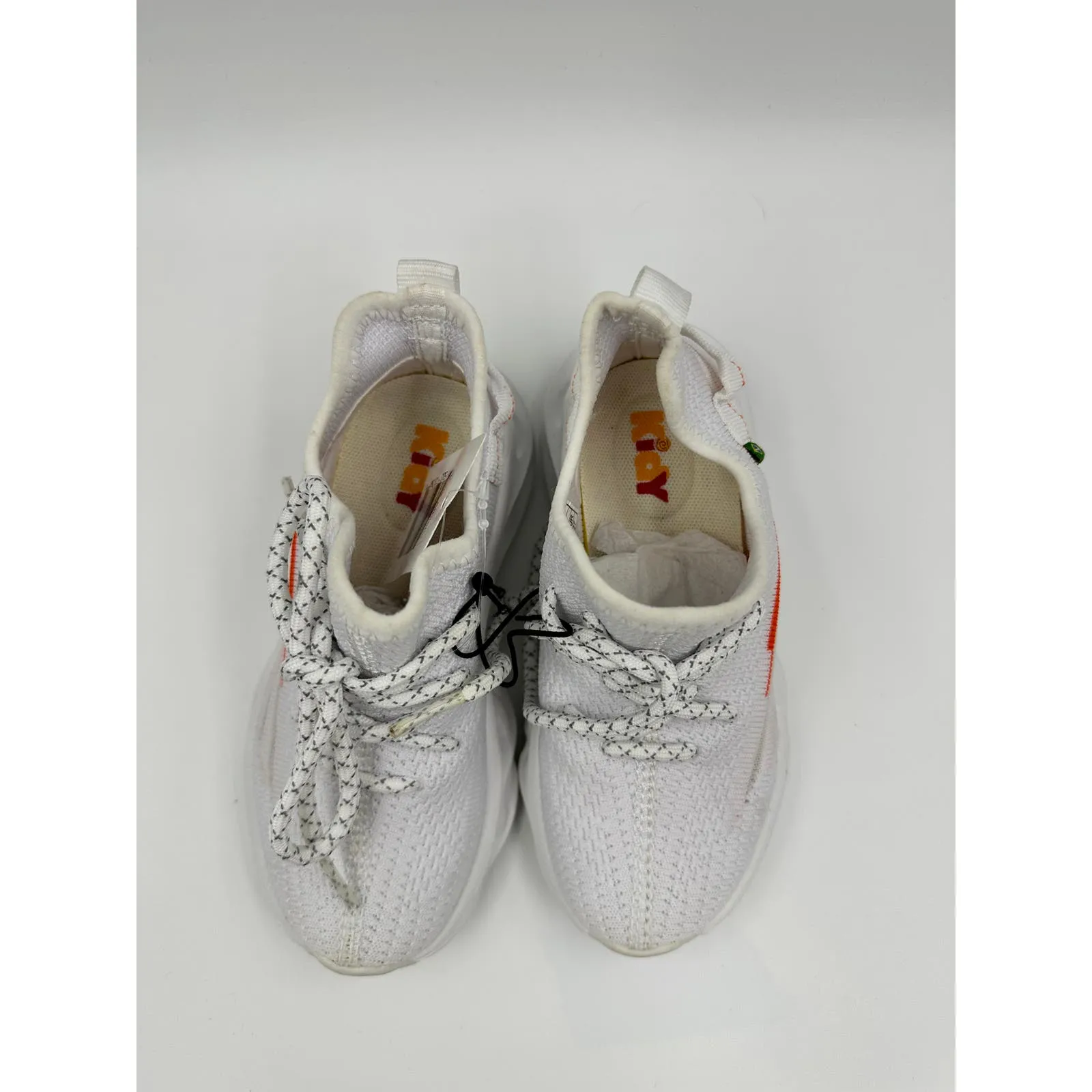 Small Kid Size 10, White Slip-on Sneakers, White Sole and Laces