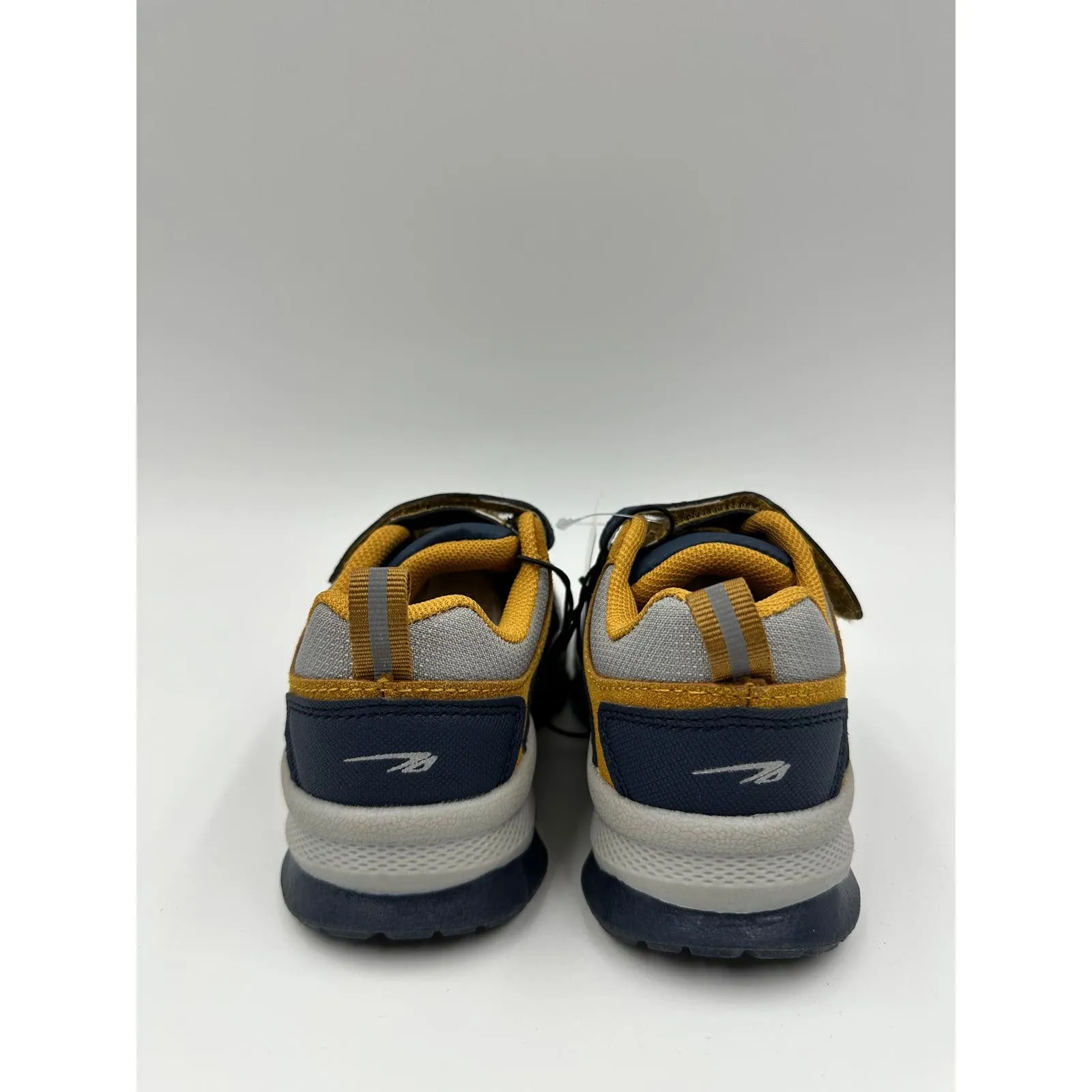 Small Kid Size 9.5, High Top Gray & Blue Hikers w/ Mustard Yellow Accents