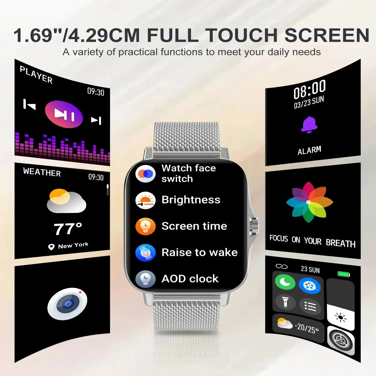 Smart Watch Touch Screen for iPhone/Android, Fitness Tracker/Sports Tracker Watch | Gift for Guys