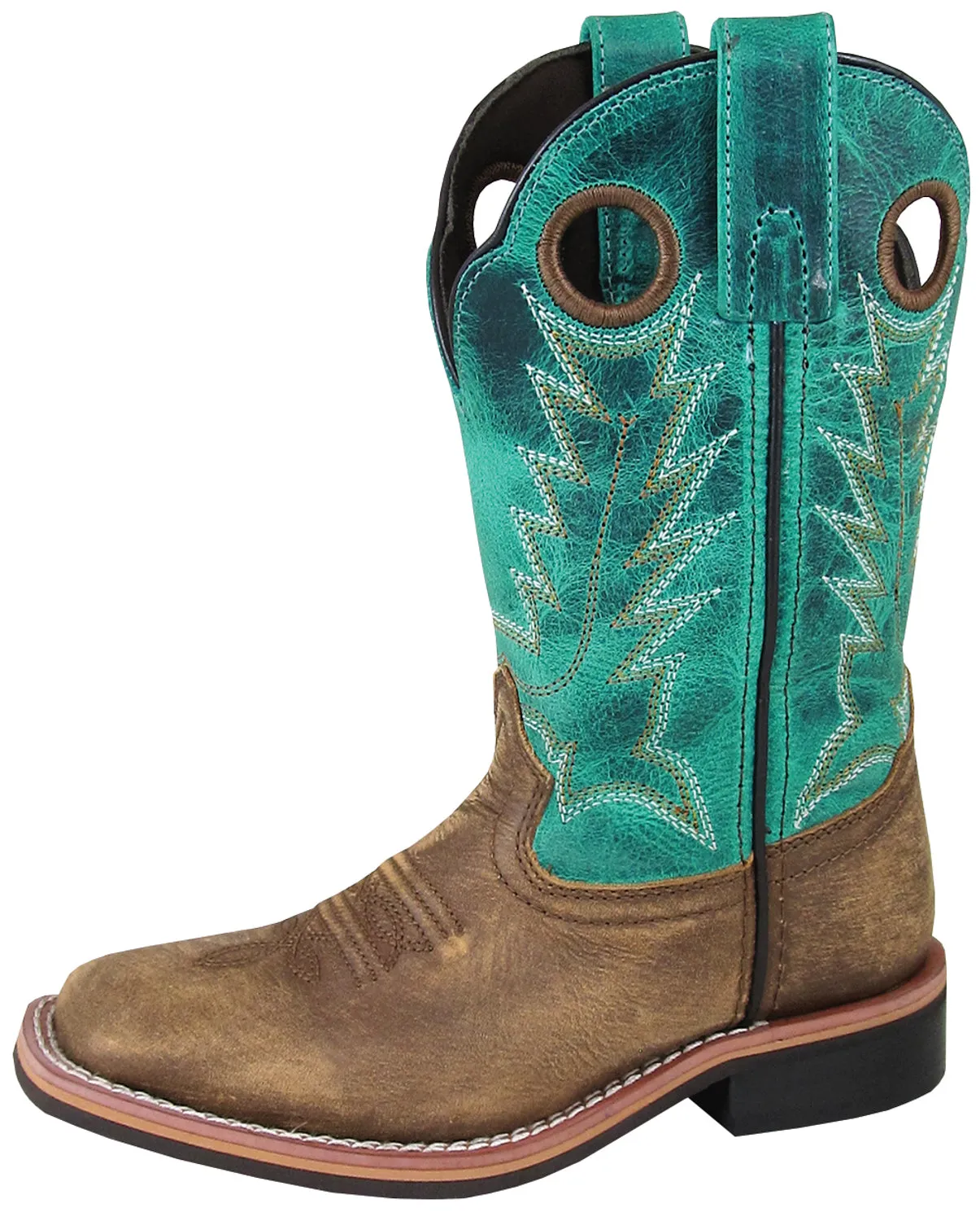 Smoky Mountain Childrens Boys Jesse Brown/Turquoise Leather Cowboy Boots