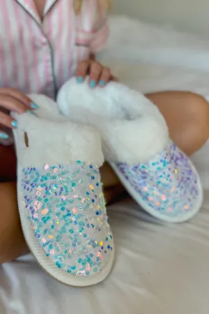 SPE0012 Sequin Furry Slippers