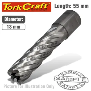 TORK CRAFT ANNULAR HOLE CUTTER HSS 13 X 55MM BROACH SLUGGER BIT TCAC013-2