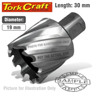 TORK CRAFT ANNULAR HOLE CUTTER HSS 19 X 30MM BROACH SLUGGER BIT TCAC019-1