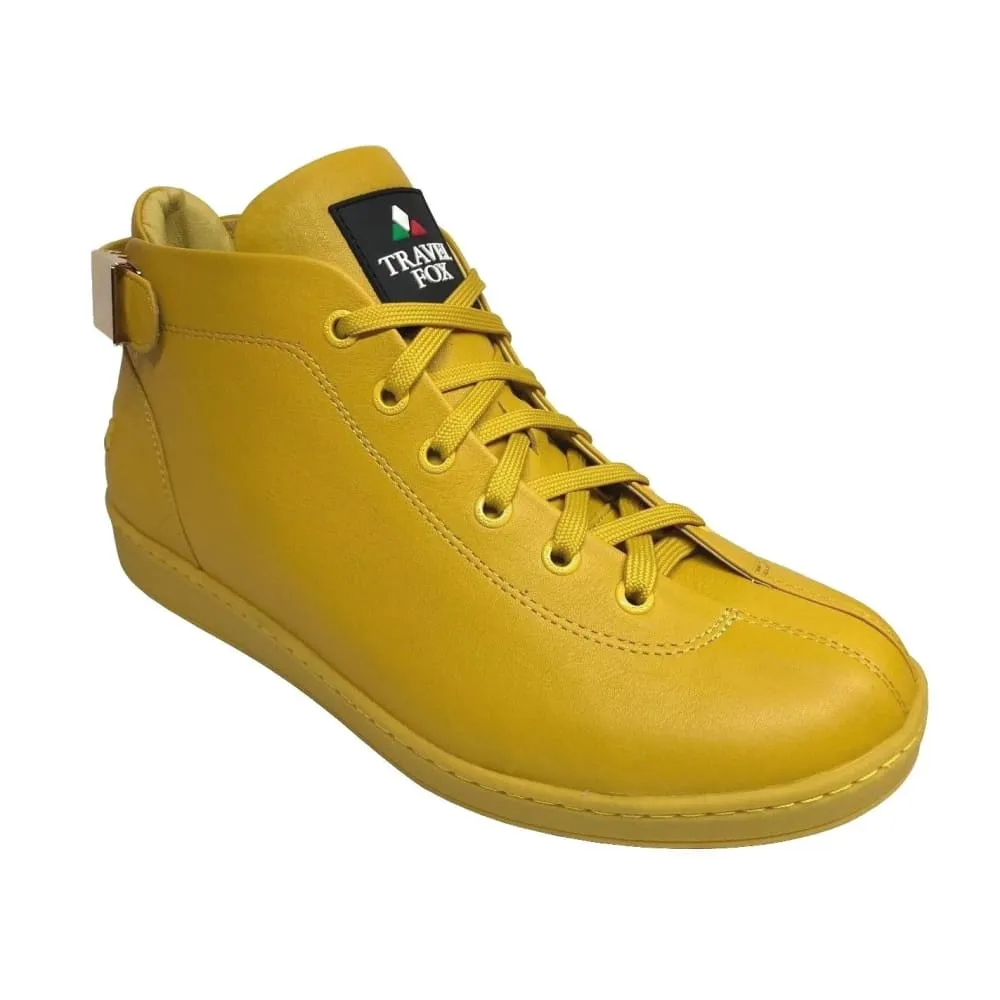 Travel Fox Men's Yellow Nappa Leather High Top Sneakers 915601-11