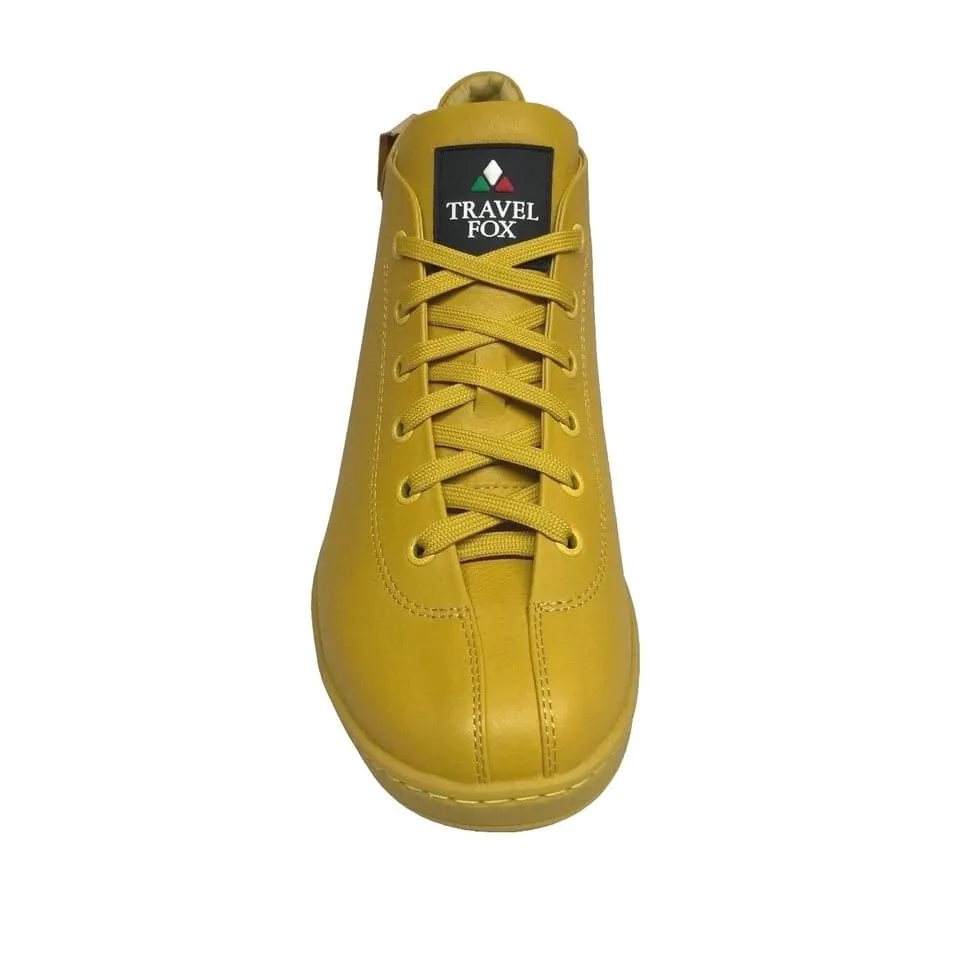 Travel Fox Men's Yellow Nappa Leather High Top Sneakers 915601-11