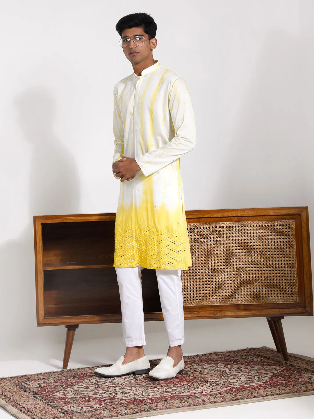 VASTRAMAY Men's Embroidered Viscose Kurta Set