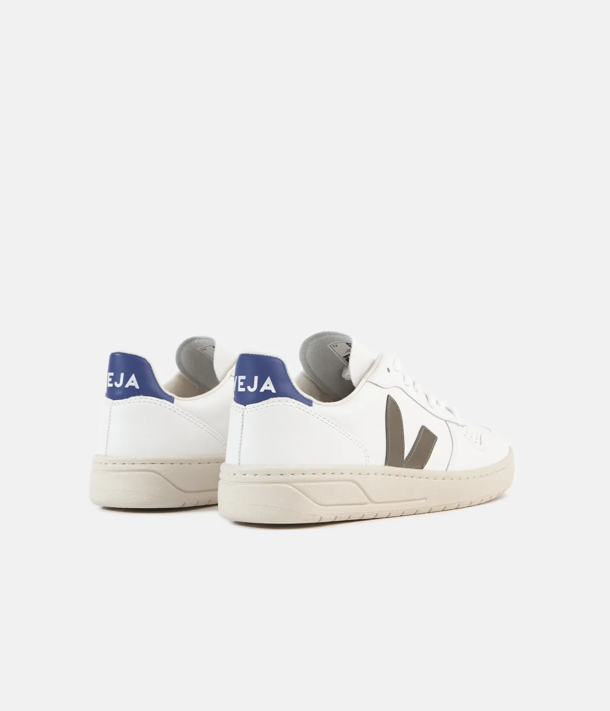 Veja Womens V-10 Leather Shoes - Extra White / Khaki / Indigo