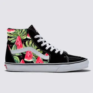 Watermelon Pattern on Black Vans Sk8-Hi Shoes