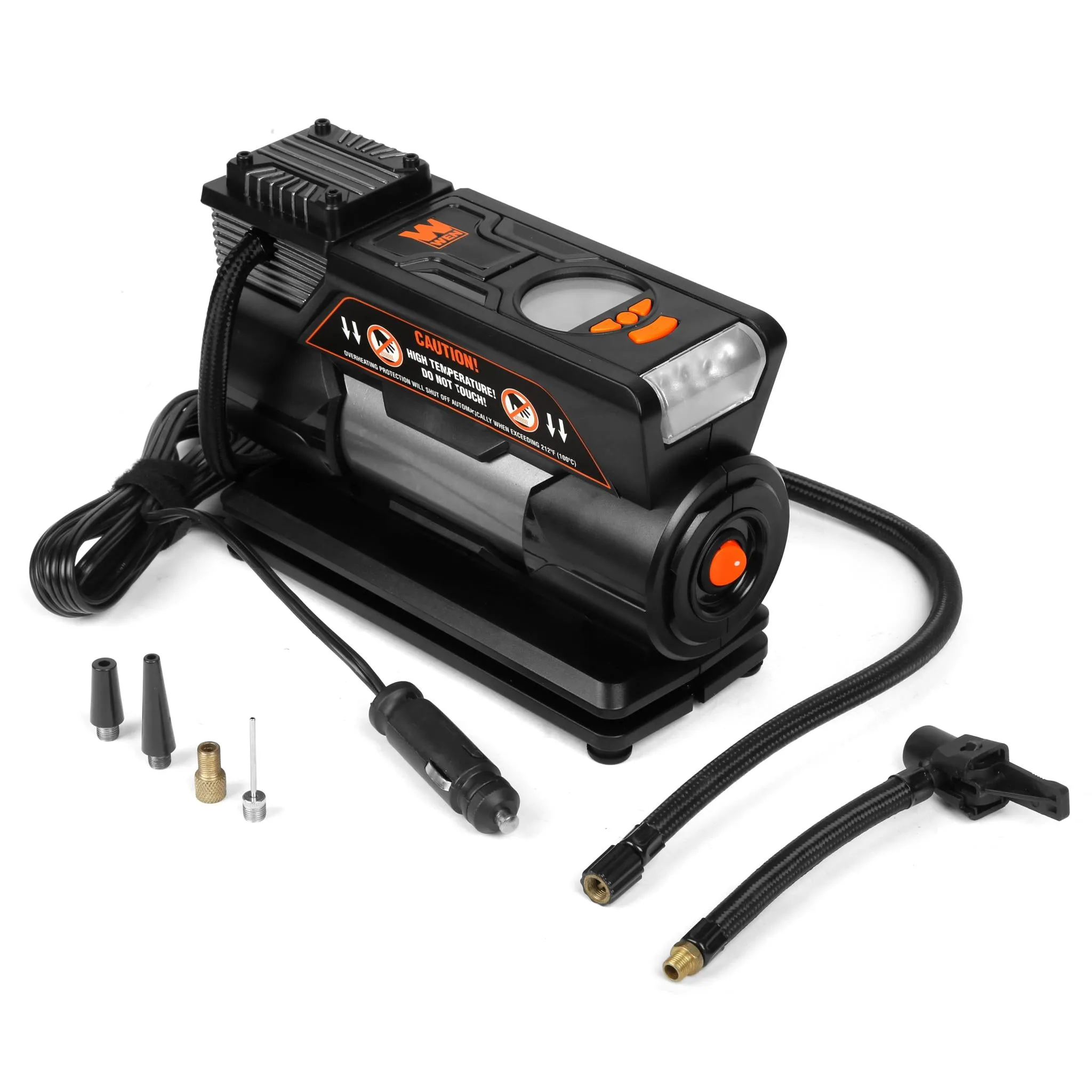 WEN AA2230 12V 100 PSI 1.25 CFM Portable Air Compressor and Tire Inflator with Carrying Case