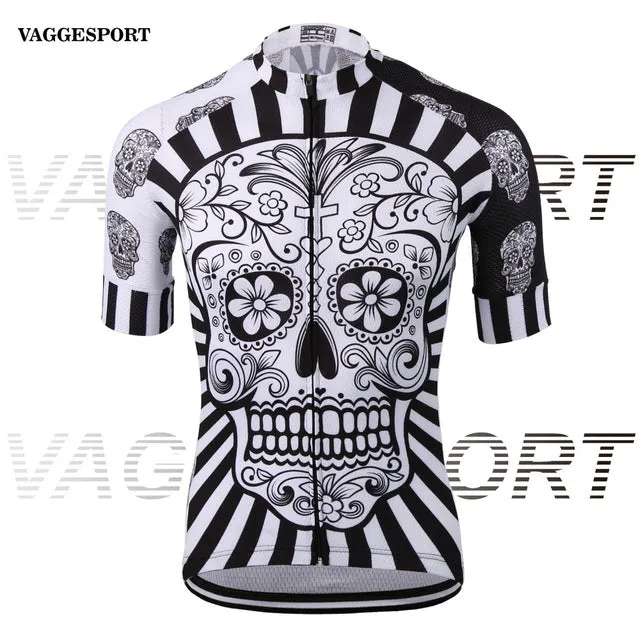 White skull sublimation printing cycling jersey wear/best 2017 pro polyester cycling clothing/summer men quick dry bicycle wear