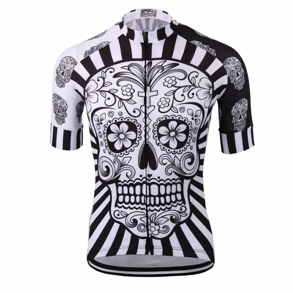 White skull sublimation printing cycling jersey wear/best 2017 pro polyester cycling clothing/summer men quick dry bicycle wear