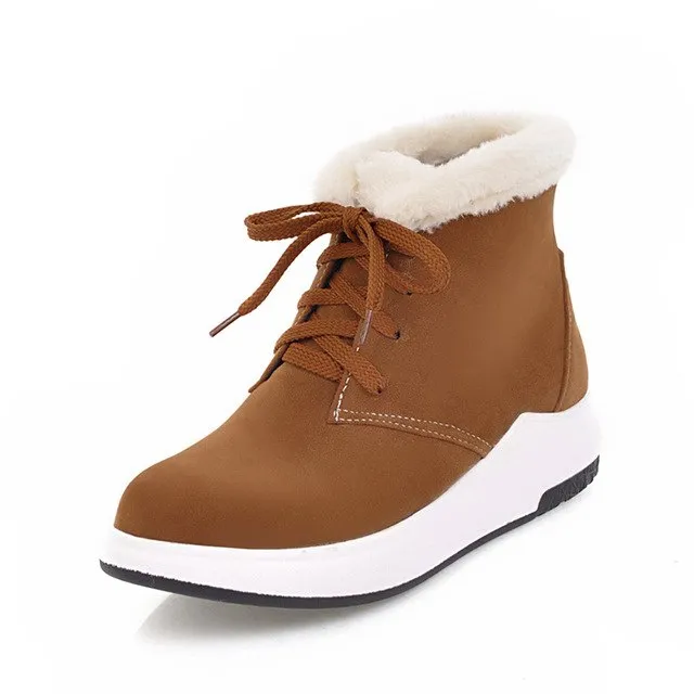 Winter Ankle Boots Comfortable Lace Up