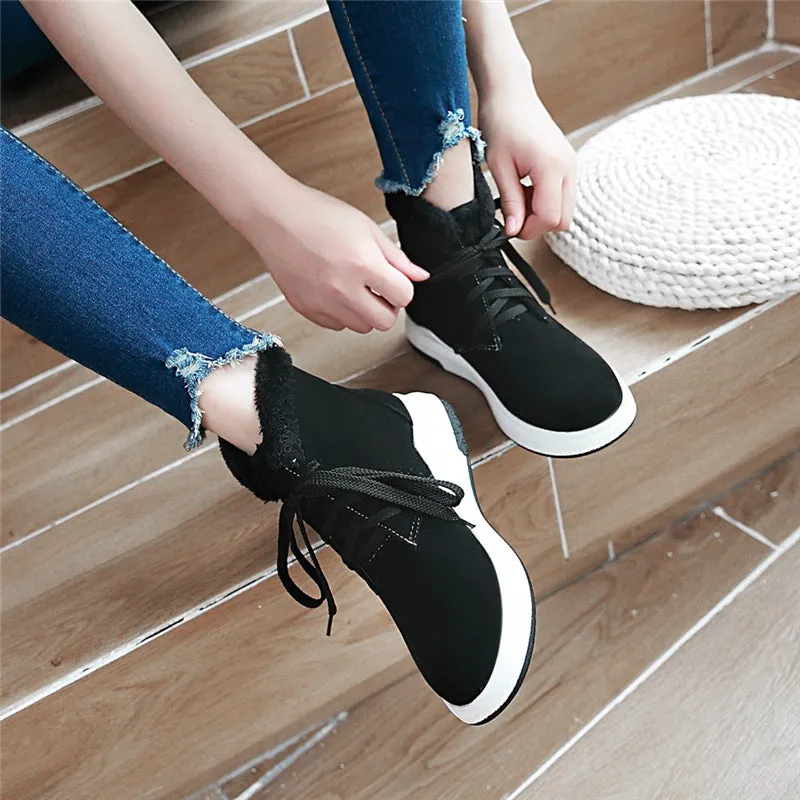 Winter Ankle Boots Comfortable Lace Up