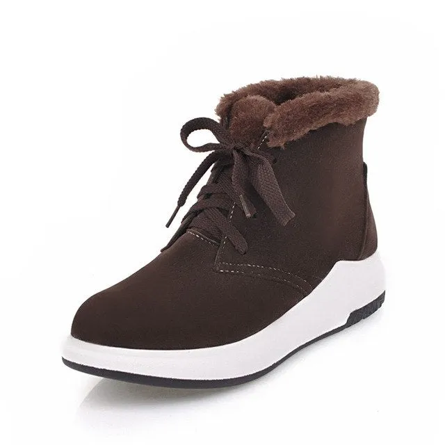 Winter Ankle Boots Comfortable Lace Up