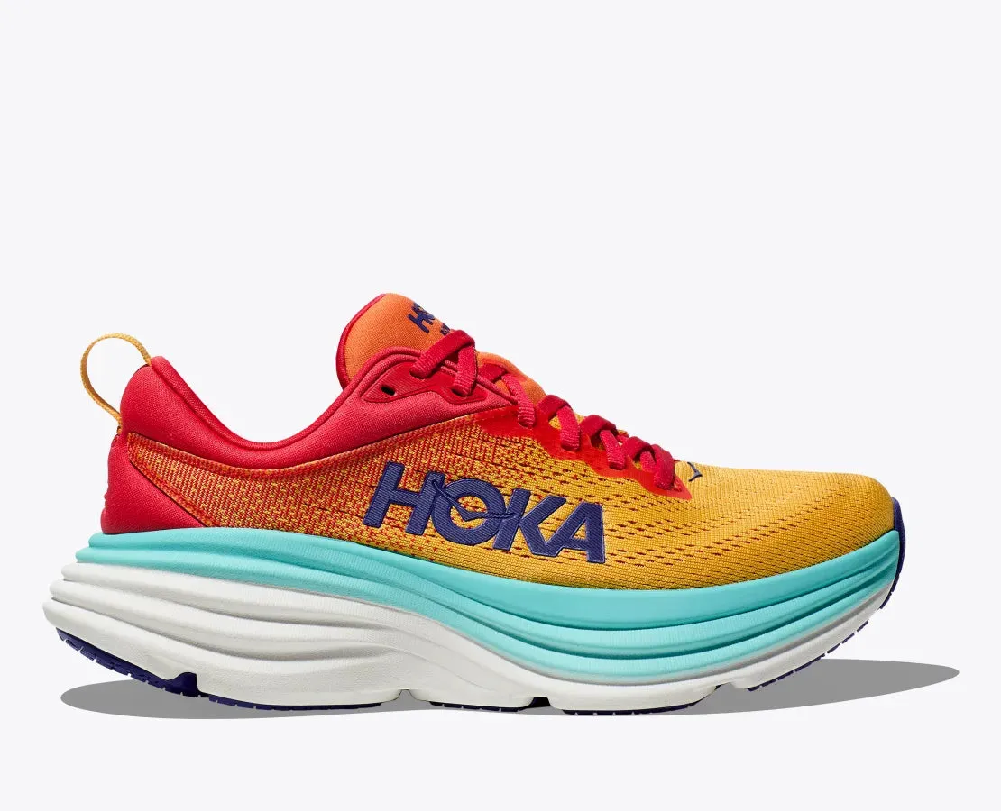 Women's HOKA Bondi 8 Running Shoe in Cerise / Cloudless