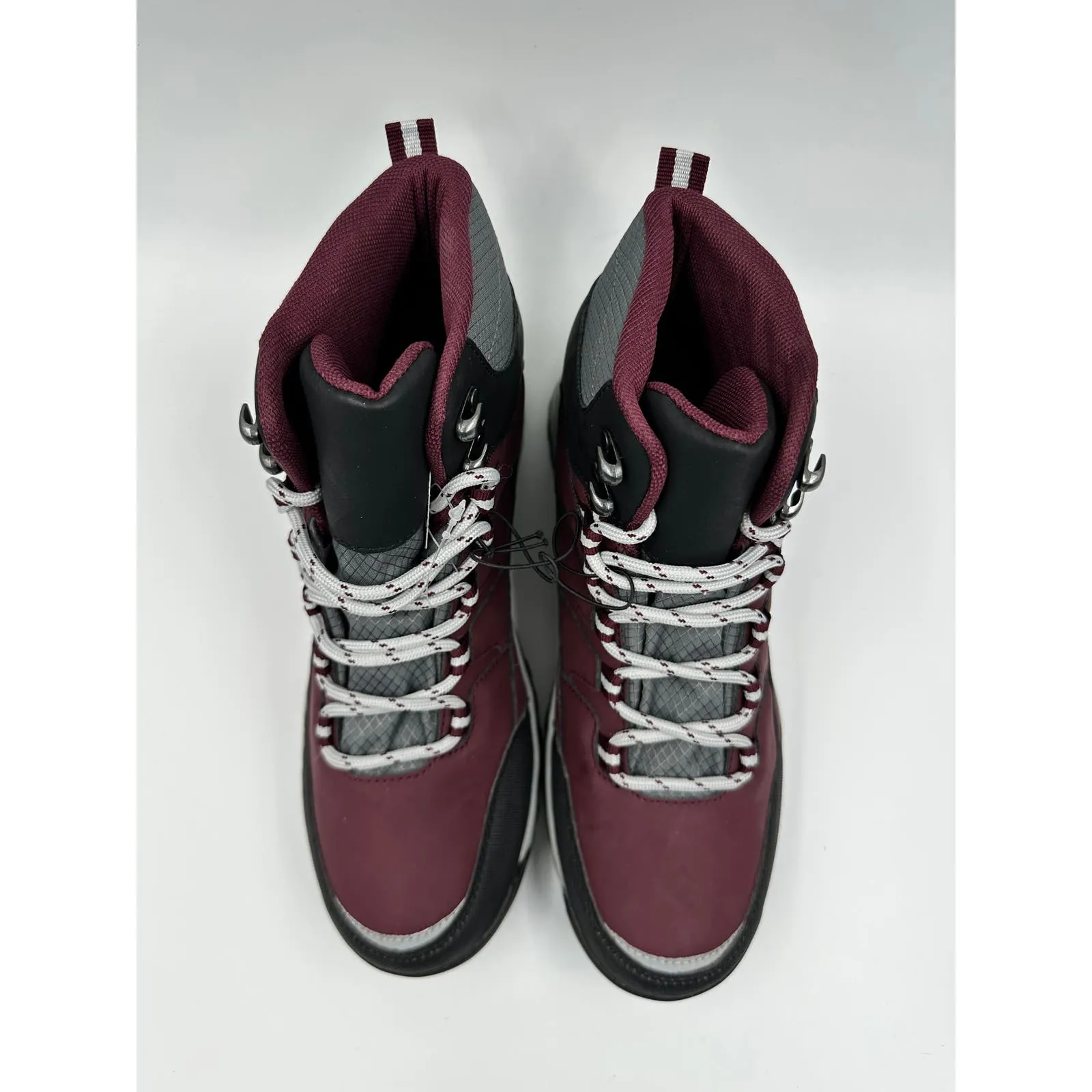 Women's Size 7.5, Burgundy and Black High Top Hikers with Rugged Rubber Toe Caps