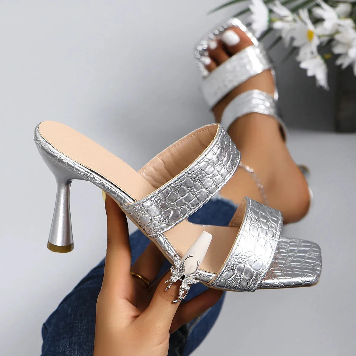 Women's Snake Wrapped Thin Heel Sandals